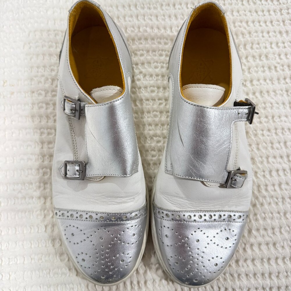 Undandy Brogue Monkstrap White and Silver Shoes Womens Size 37